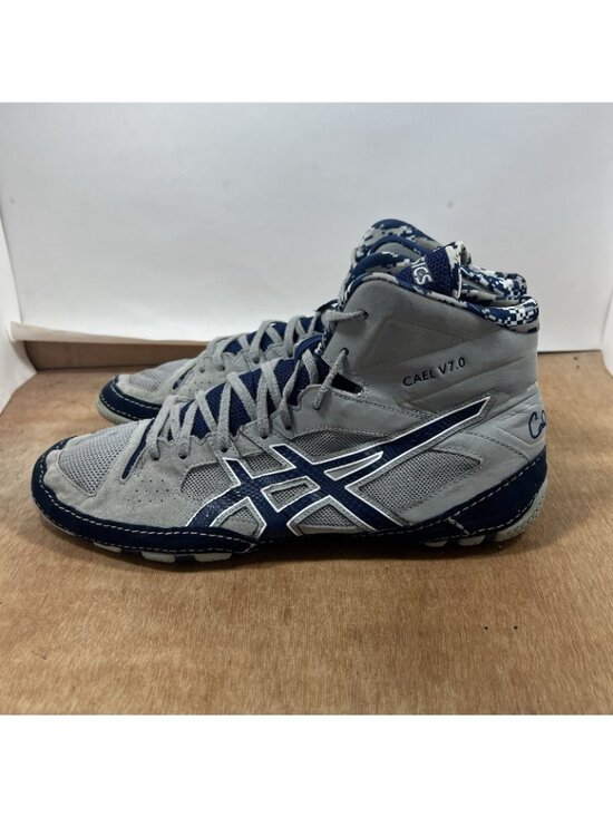 Asics Cael Sanderson v7.0 Men’s 11.5 Wrestling Shoes Boxing Sneaker Gray & Blue main image 4